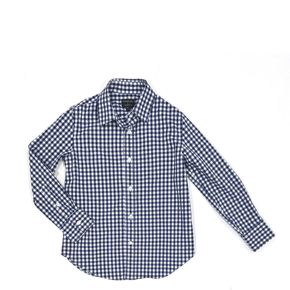 Crewcuts Thompson Navy Blue and White Checkered Button Down Shirt